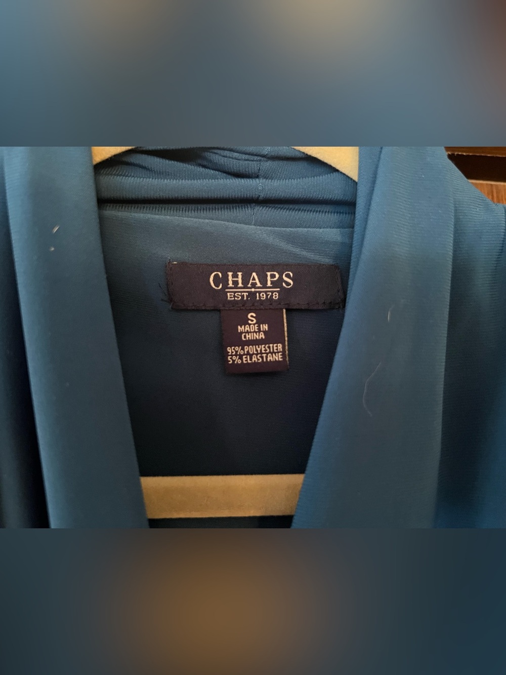 Chaps Size Small Blue Teal Draped V-Neck Midi Dress - Picture 2 of 7